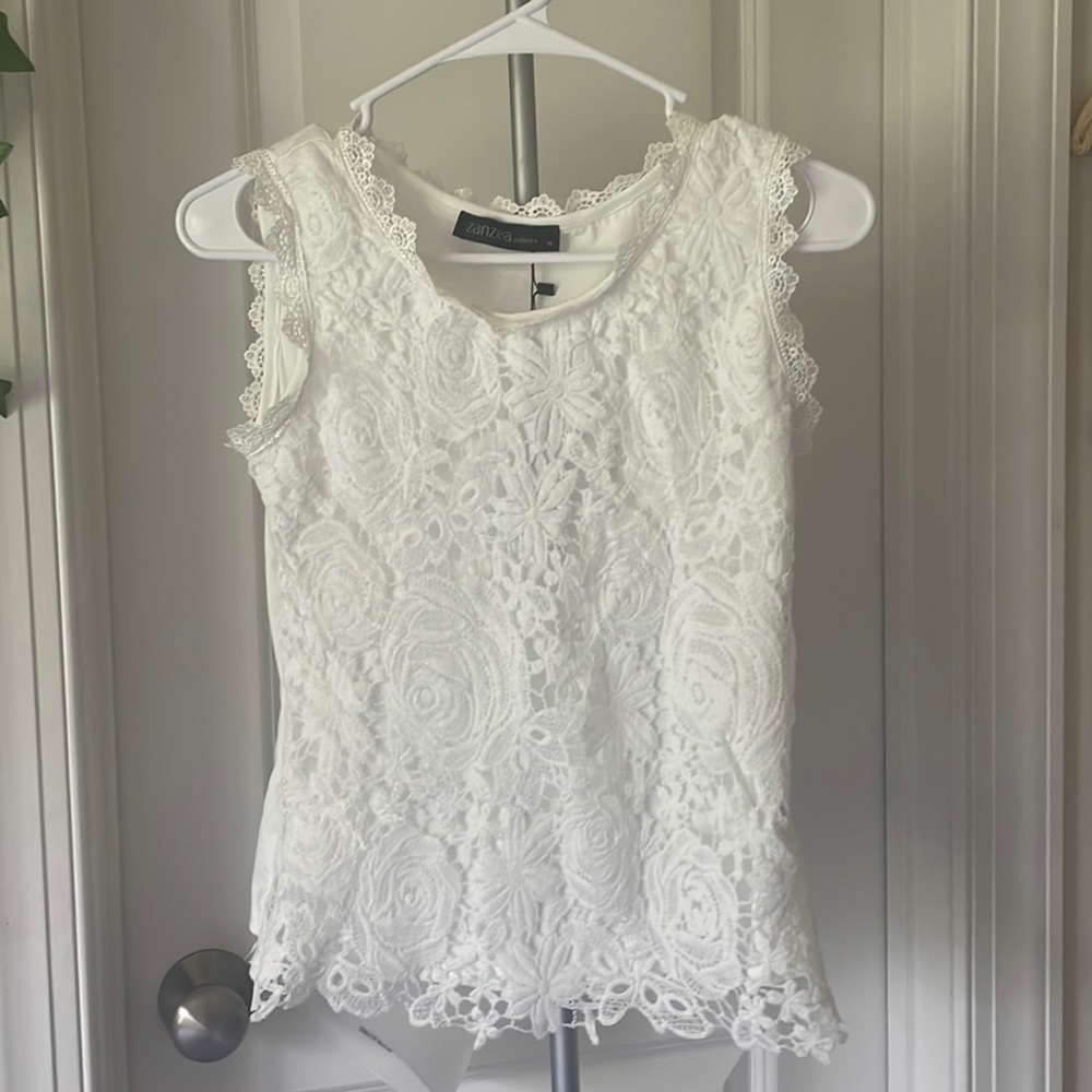 Elegant Sleeveless Lace Blouse Size from Zanzea NWT